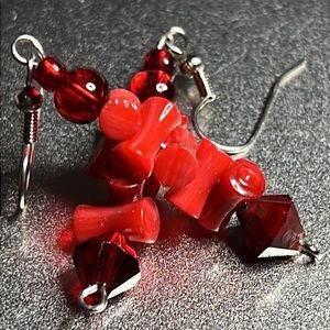 Red Bamboo Rivershell Beaded Earrings.